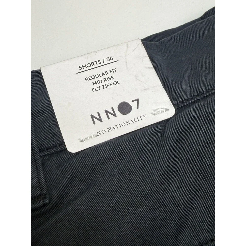 NNO7 NO NATIONALITY Mens Regular Fit Mid Rise Casual Shorts Navy Sz 36 New